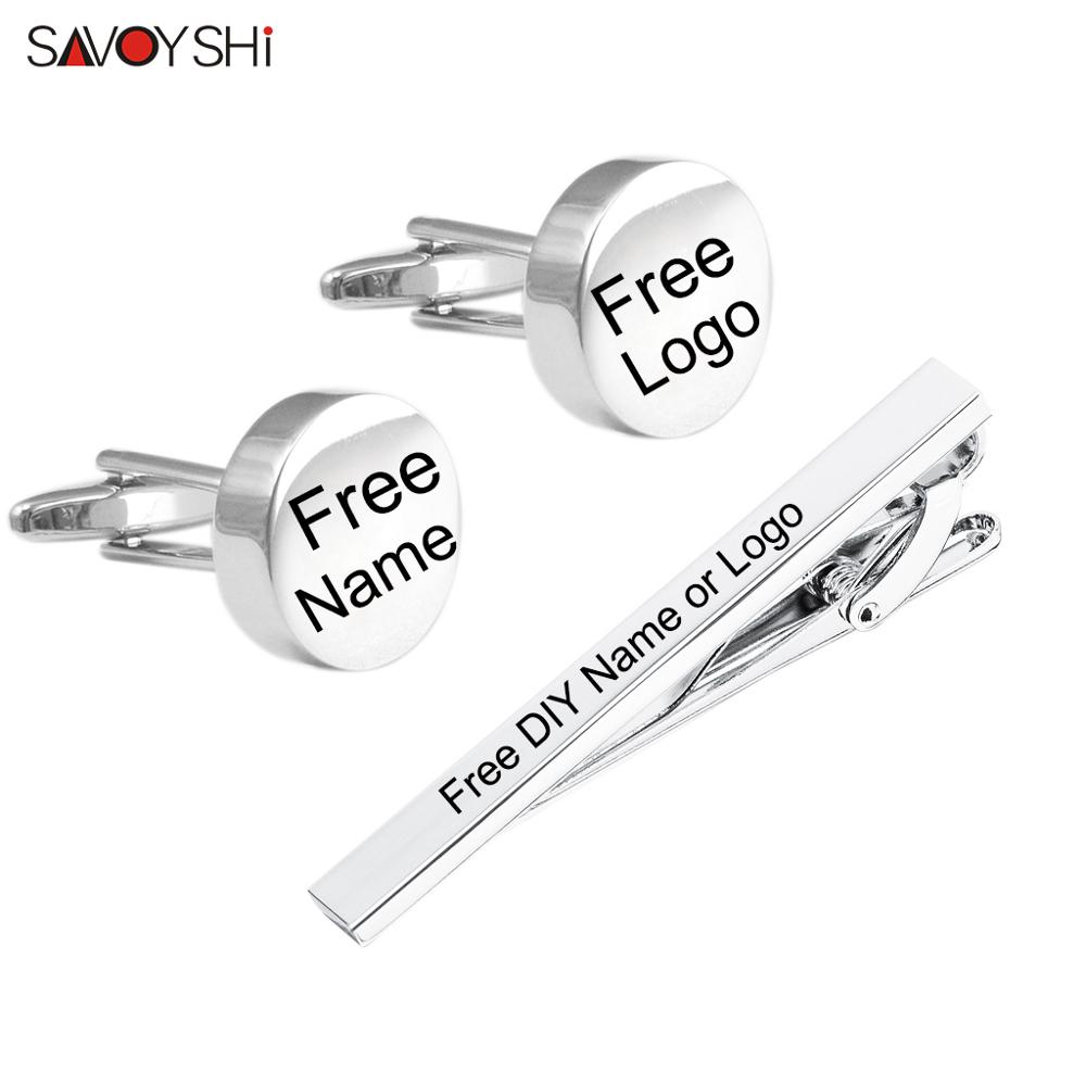 Tie Bar Set Gift - SAVOYSHI الحرة النقش اسم أزرار أكمام