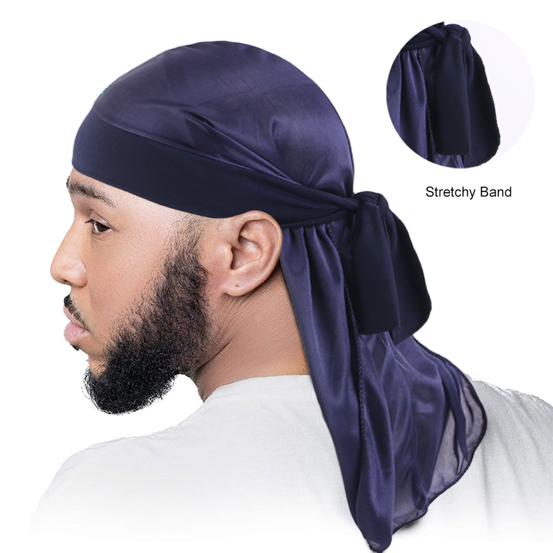 Bandana Doo Rag - الرجال حريري Durags عصابات قبعة عمامة
