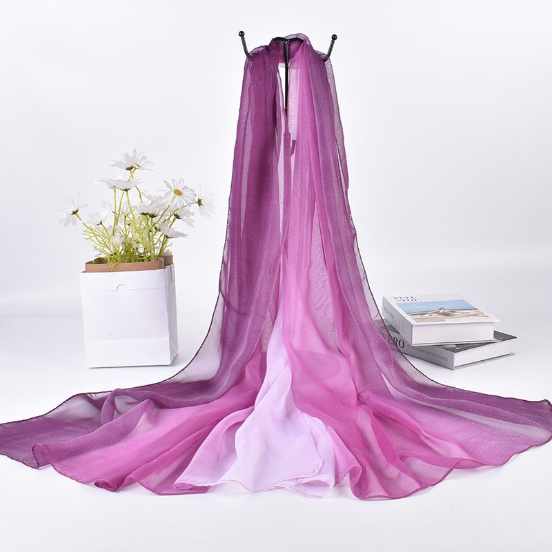 Silk Neck Scarf - وشاح طويل من الحرير المتدرج ،