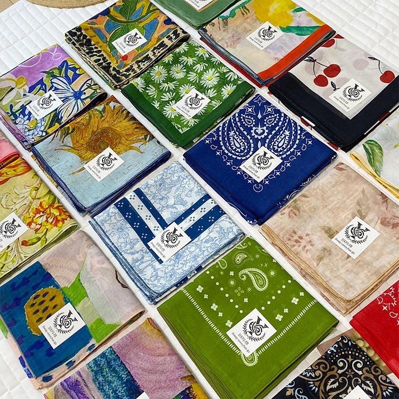Bandana Cotton - وشاح مربع من القطن 100% للنساء،