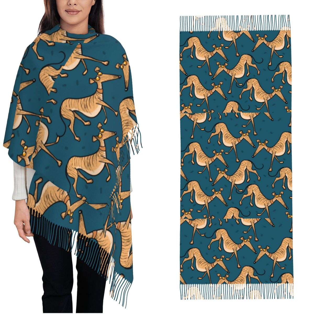 Pashmina Wrap Large - السلوقي الوبت Lurcher شالات الكلب يلتف