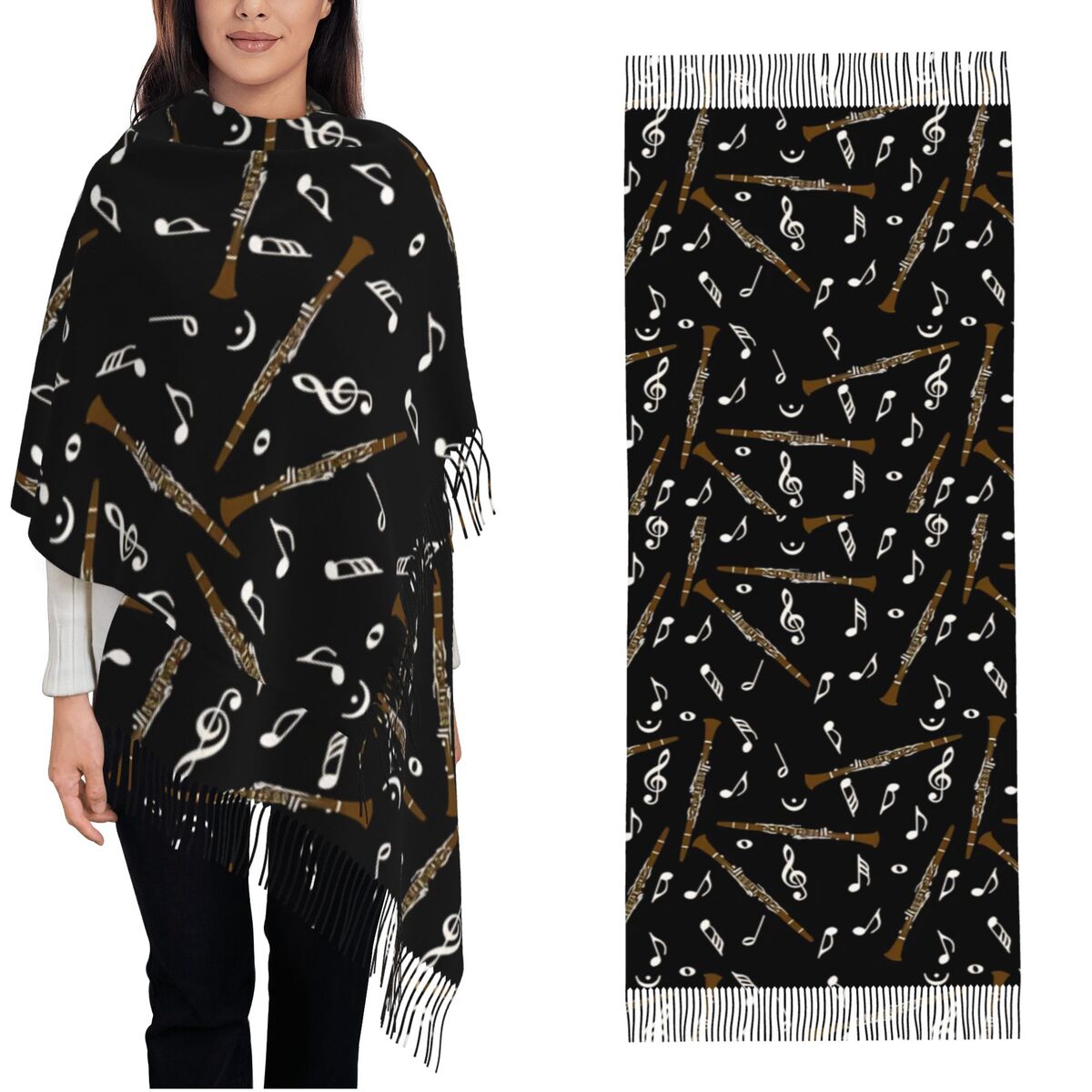 وشاح نسائي مع شرابة كلارينيت م - مراجعة Pashmina Wrap Large وسعره